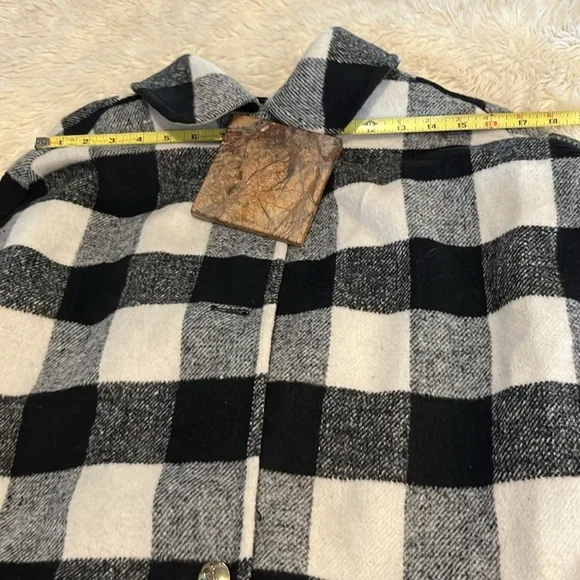 Draper James Eloquii Buffalo Plaid Large Checkered Cape Poncho Black White 14/16